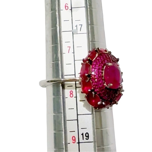 RARE Stunning 14k White Gold over Silver Antique Ruby Ring! - Picture 8 of 8